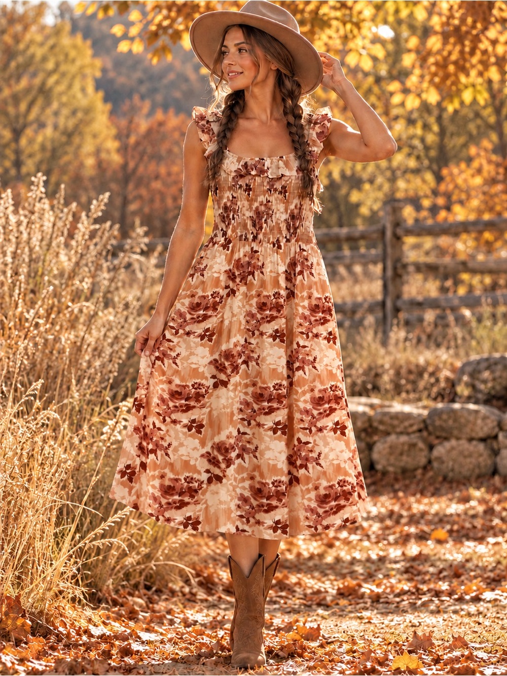 Maurice’s 2XL NWT Floral Smocked Dress | Boho Fall Ruffle Straps